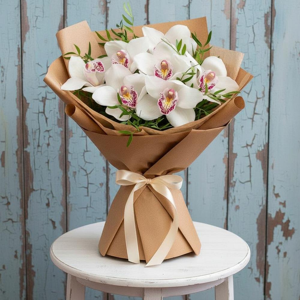 Букет цветов из: Орхидеи и Розы в Каргате