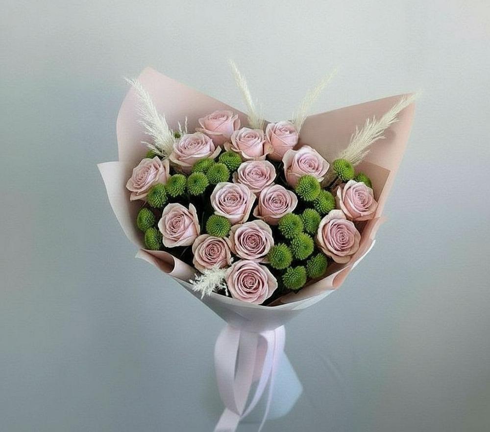 Букет цветов из: Розы и Хризантемы в Каргате