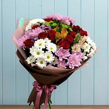 Букет цветов из:  Розы, Хризантемы и Альстромерии #REPLACE_PRED# Каргате