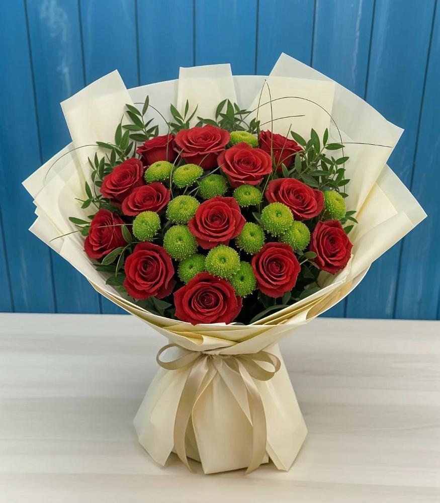 Букет цветов из: Розы и Хризантемы в Каргате